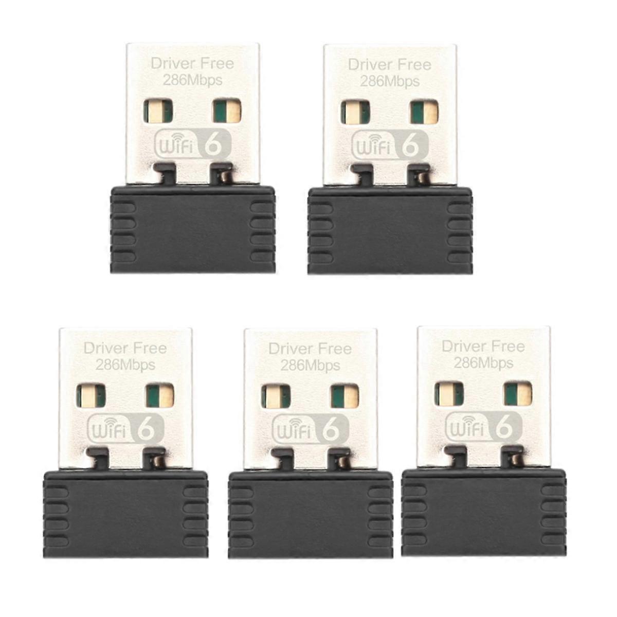 5 PCS USB WiFi Adapter Wireless Network Lan Card 2.4Ghz Free Driver WiFi6 Receiver 802.11ax for PC Laptop Win 7 8 10 11