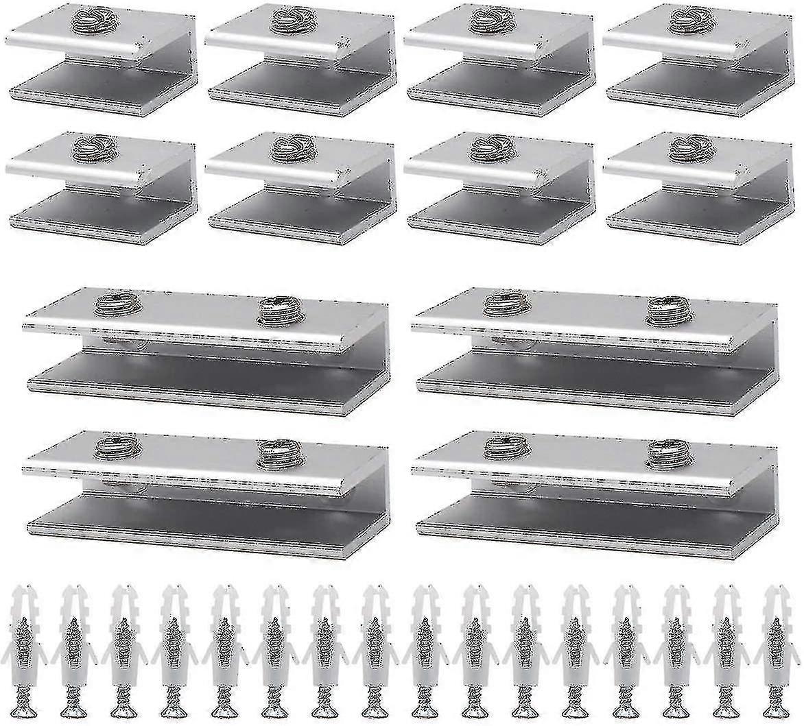 מהדק זכוכית, 12 pcs סוגריים זכוכית ציר זכוכית אלומיניום מדף זכוכית תמיכה מדף קליפס זכוכית מוצקה אדפטיבי 6-8 מ"מ איכות גבוהה
