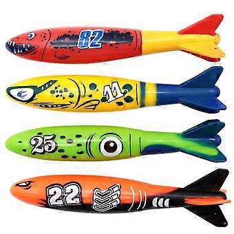 4 Pcs Underwater Diving Torpedo Bandits, Swimming Pool Toy, Fun Water Games Training Gift Set For Boys And Girls