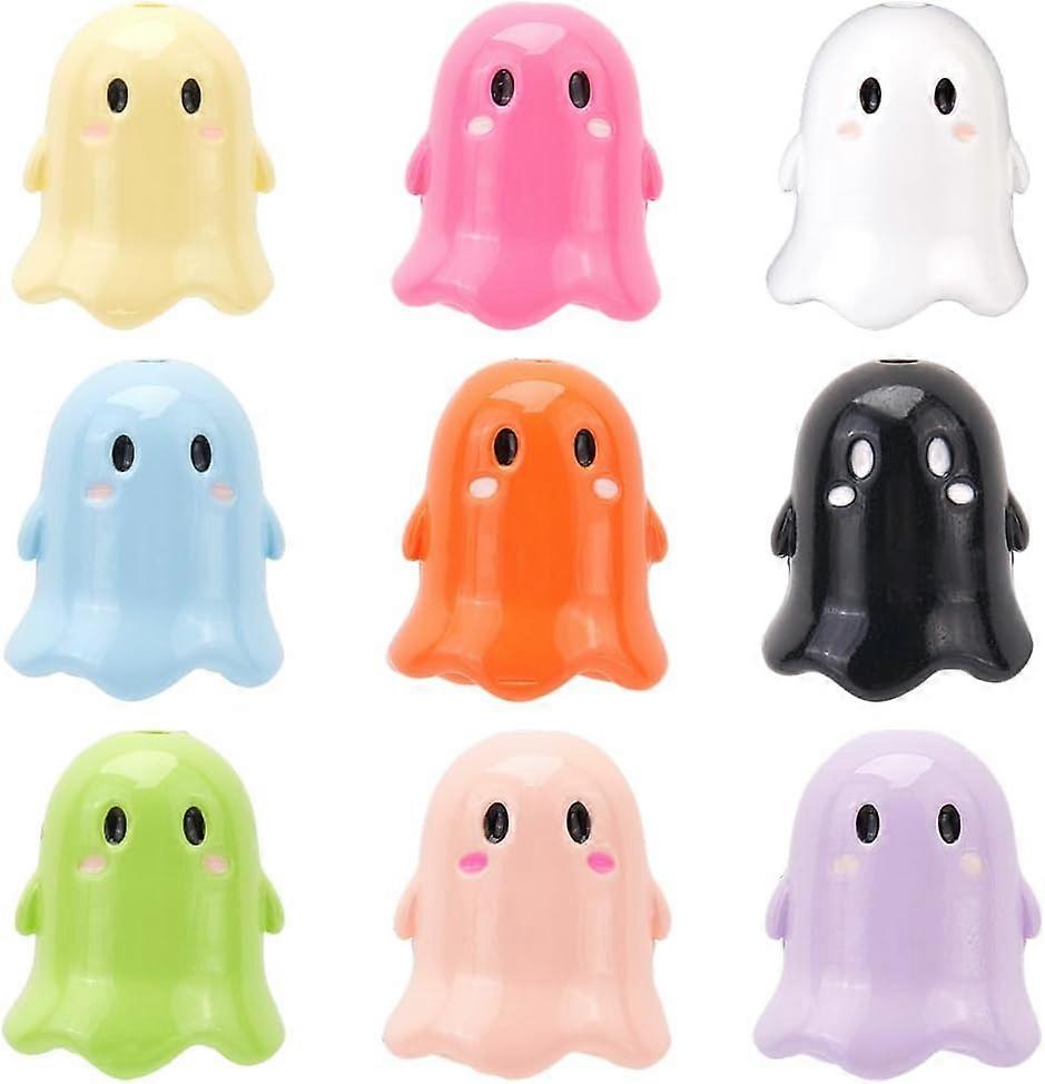 36Pcs 9 Colors Opaque Acrylic Beads Ghost Mixed Color 17x15x15mm Hole: 2mm 4pcs/color