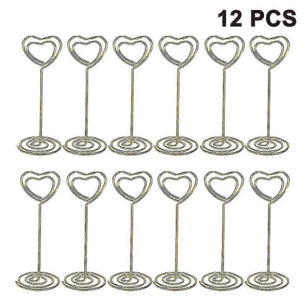 12pcs Tall Place Card Holders, Table Number Holder With Heart Shape Photo Picture Memo Clips