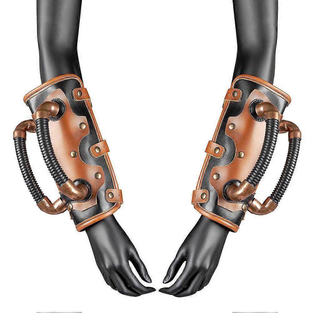 Medieval Embossed Arm Bracers, Retro Faux Leather Knight Arm Gauntlets