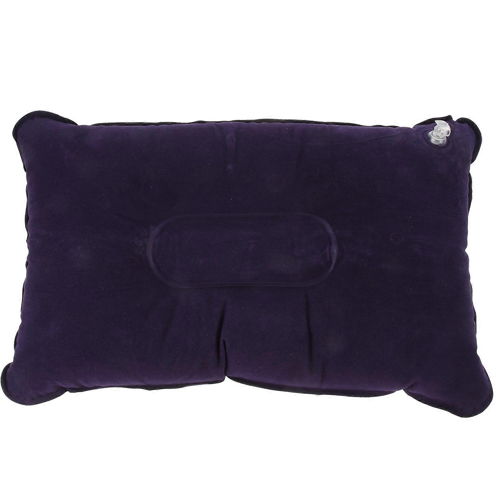 NUOLUX Super-thick Flocking Fabric Inflatable Pillow Portable Travel Pillow for Outdoor Activities (Dark Blue)