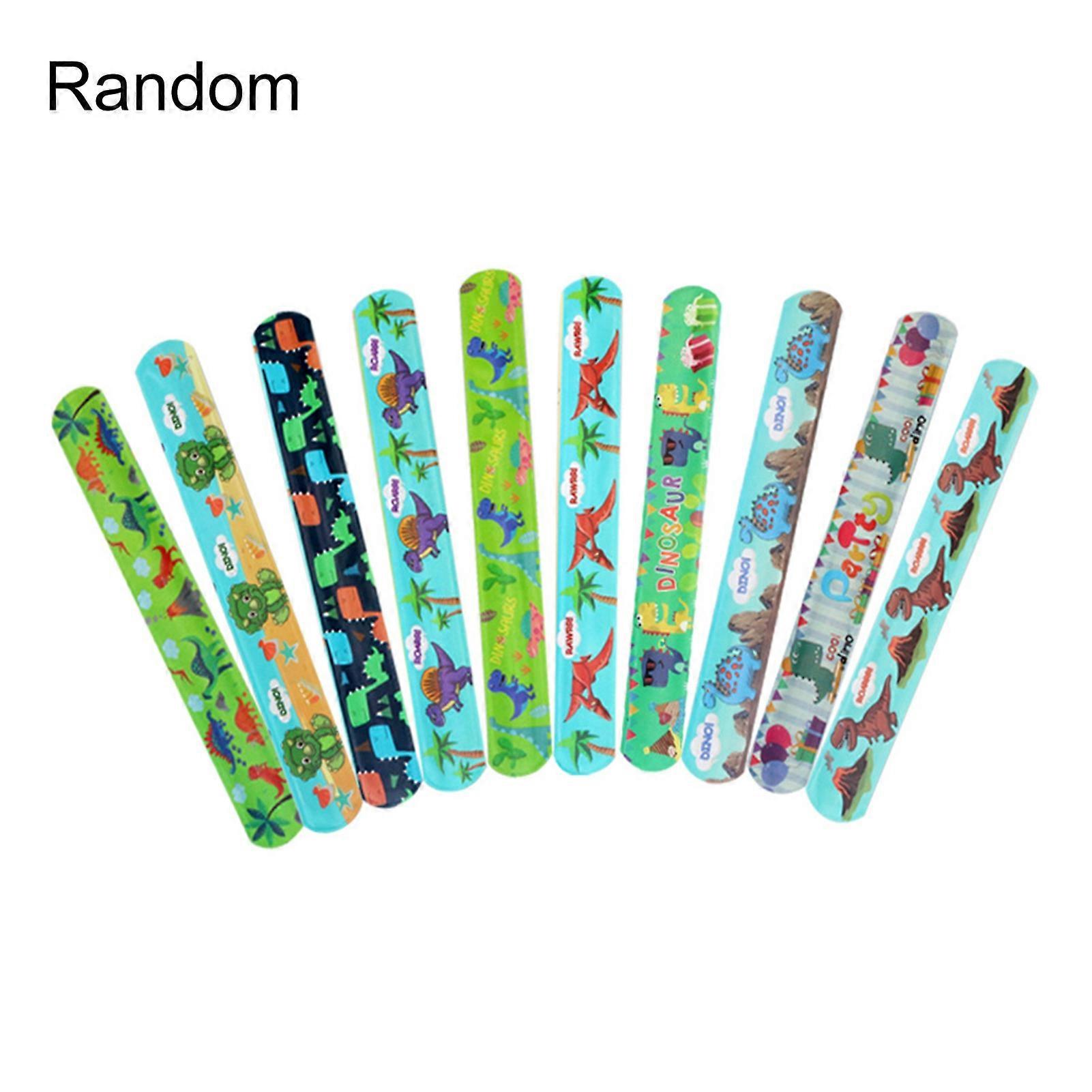 10Pcs Clap Circle Funny Cartoon Dinosaur Printing Birthday Party Decoration Clap Bracelet for Children