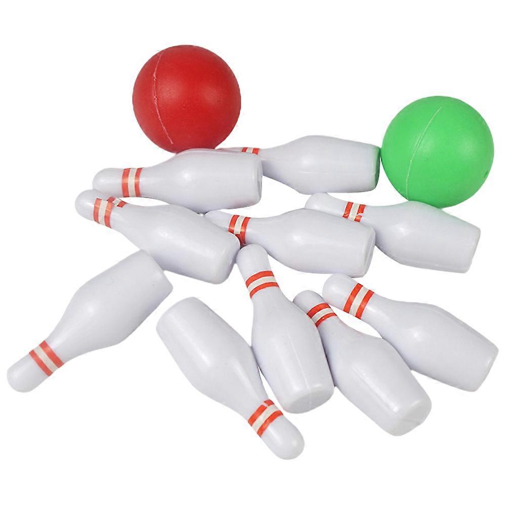 1 set of Miniature Bowling Set Mini Bowling Game Bowling Ball Toys Doll House Decor