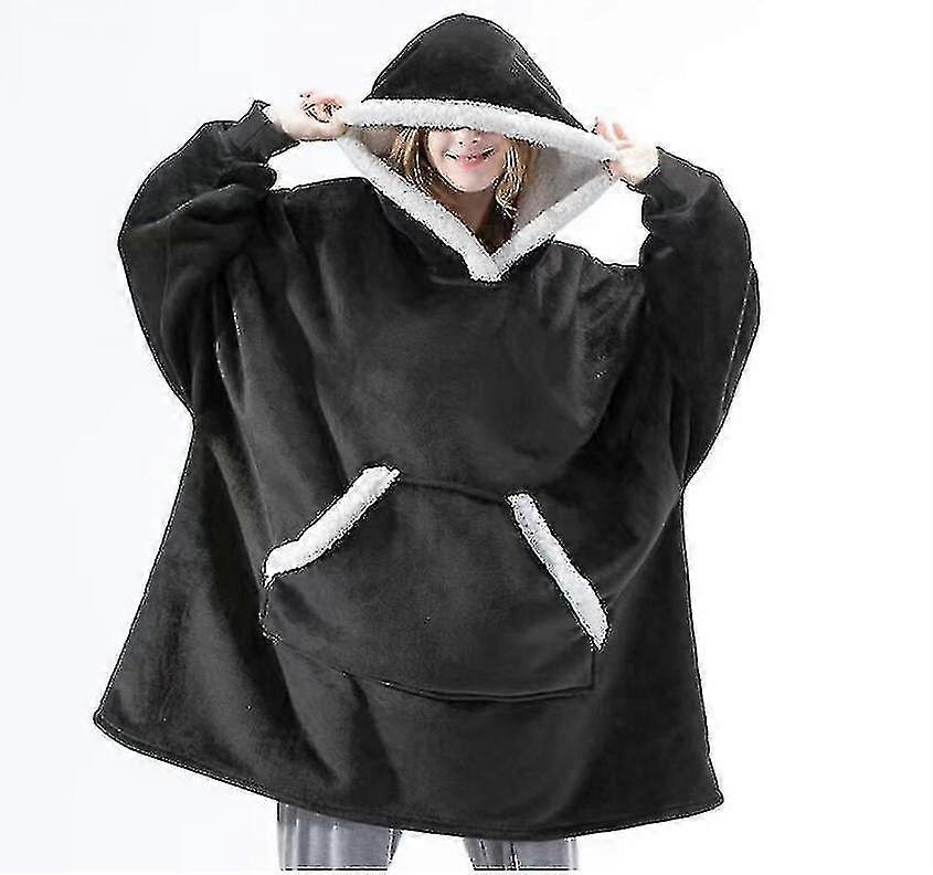Cobertor de capuz oversized Wearable Lamb Velvet Lazy Cobertor Home Casual Pelúcia Suéter com capuz um tamanho se encaixa em todos