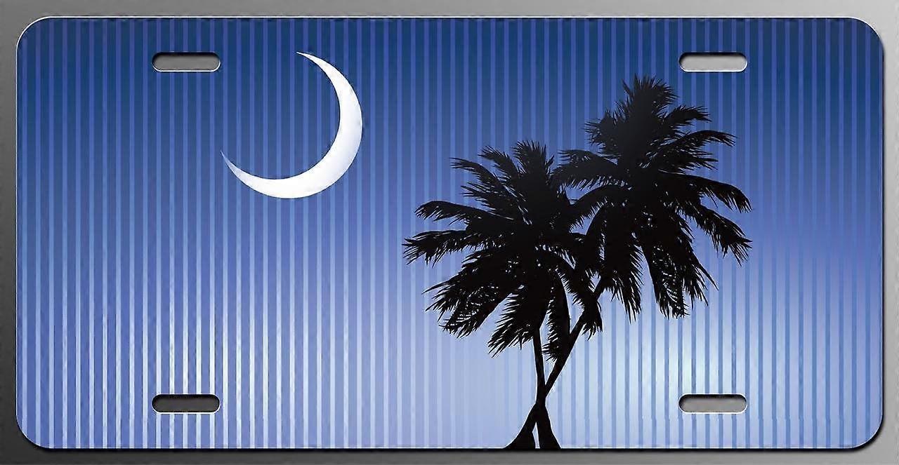 Placa de Licença Artística Palmetto Tree Tag Vanity Metal | Metal impresso UV | 6 polegadas por 12 polegadas | Carro Caminhão RV Trailer Wall Shop Man Cave | 