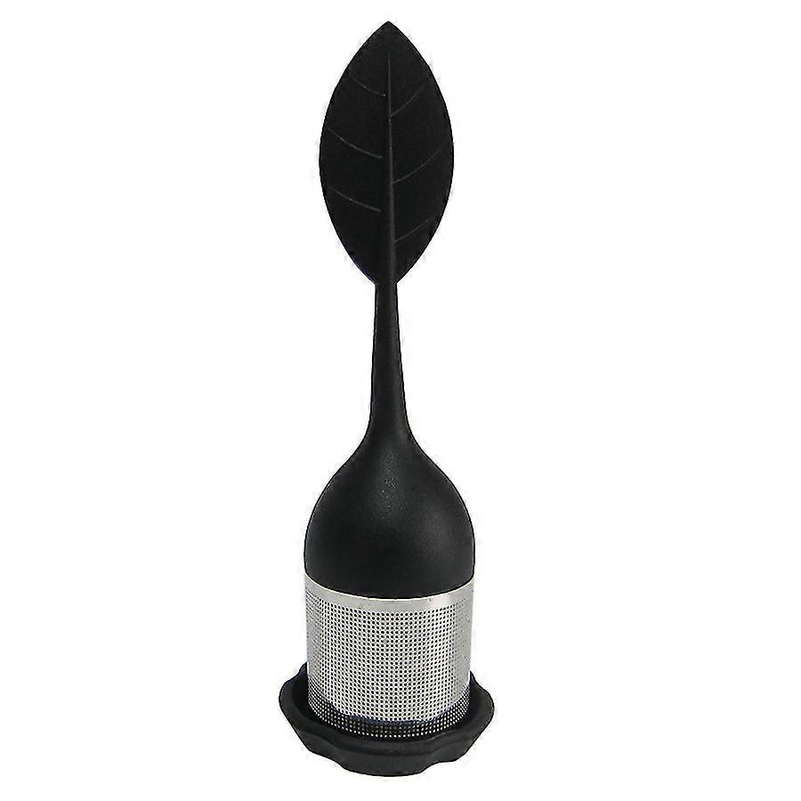 Mesh Tea Filter With Silicone Leaf Handle And Drip Tray