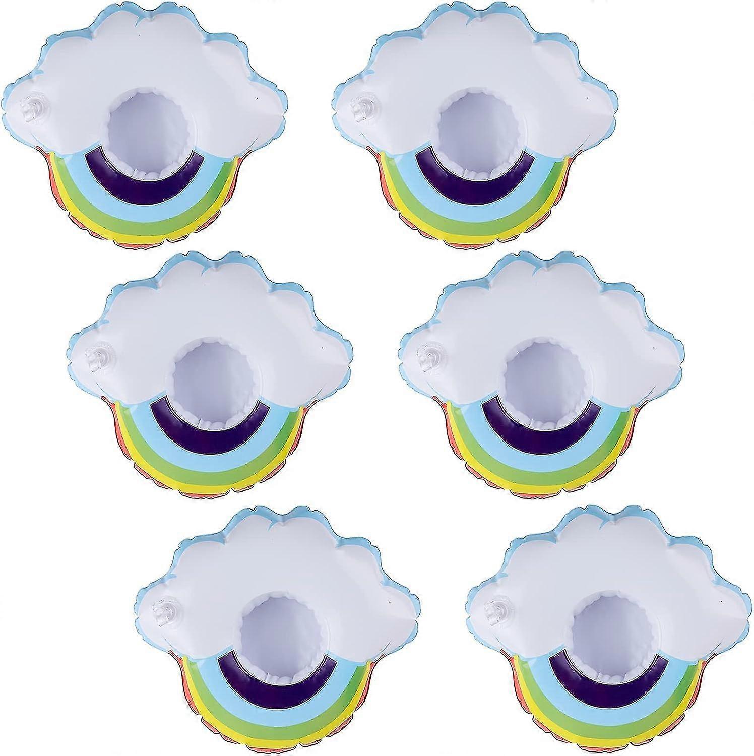 Inflatable Drink Holder, 6 Pack Pool Drink Holder Floats Cup Holders Drink Floats, Cloud Floating Drink Holder For Pool Party