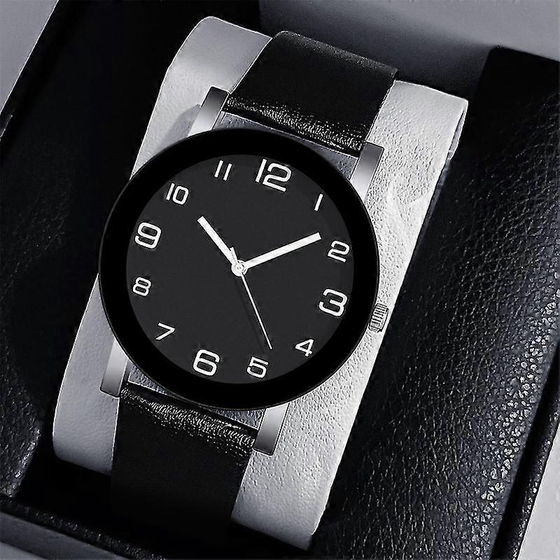 Men Numeral Dial Quartz Wrist Watch Business Casual Minimalist Belt Watch
