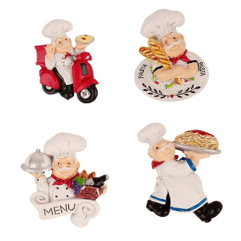 4Pcs Cartoon Restaurant Chef Refrigerator Magnets Bread-Master Message Stickers