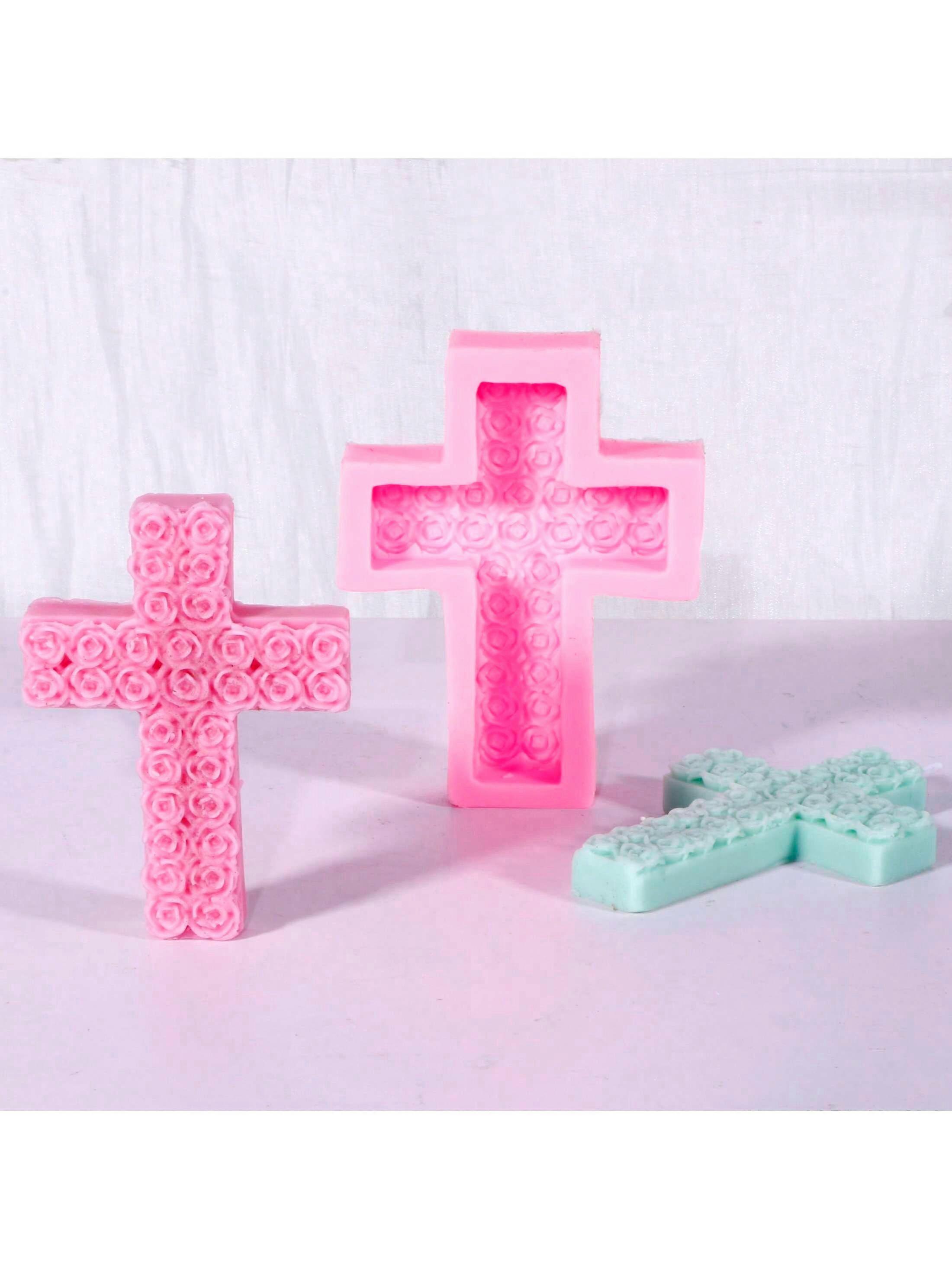 قوالب السيليكون الوردية والصليبية ، مثالية للشموع ، والعلاج بالروائح ، والفوندان ، واستخدامات متعددة الاستخدامات ، وسيليكون للسلامة ، وخيار مثالي للأطفال والوم