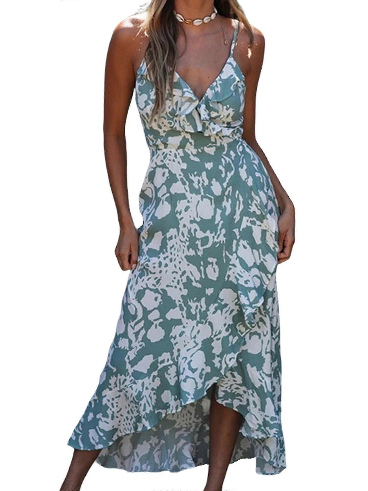 Damen Sexy Blumen Strappy Midi Split Kleid