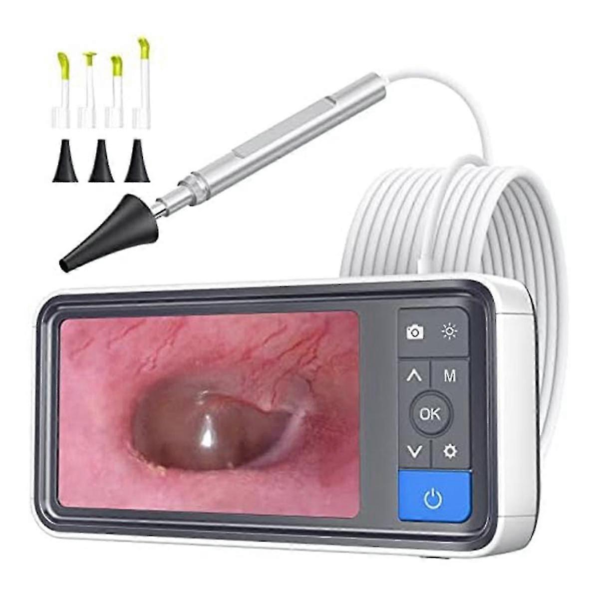 Otoscópio Câmera de ouvido com tela de 4,5 polegadas, inteligente, colher de ouvido visual com kit de ferramentas da câmera, câmera de limpeza de ouvido