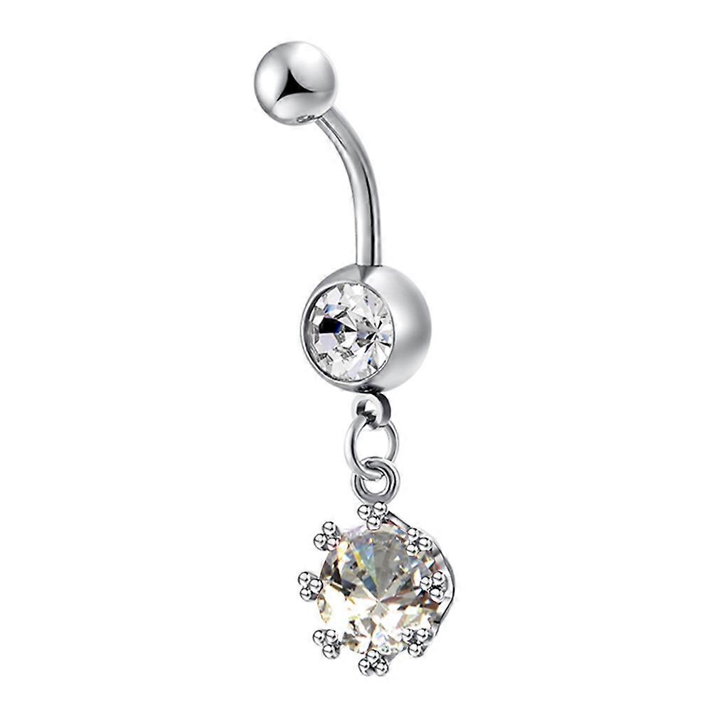 Fashionable Belly Button Ring Shining Zircon Body Piercing Accessory（White）