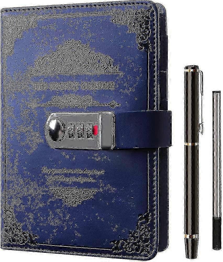 ロックとペン付きA5日記、コンビネーションロック付き詰め替え可能なノートブック、ヴィンテージ