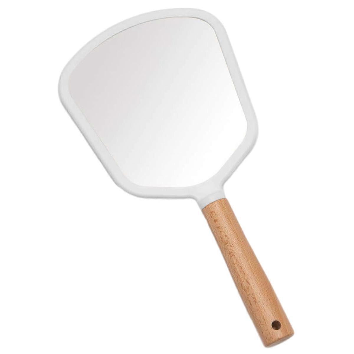 Miroir à main avec poignée pour le maquillage, petit miroir à main en bois mignon