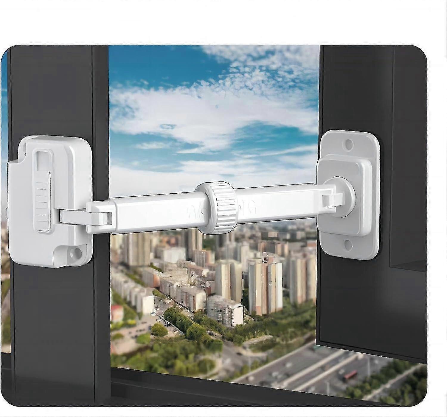 Adjustable Safety Window Restrictor, Safety Window Restrictor Window Safety For Kids And Pets  2Pcs Gray