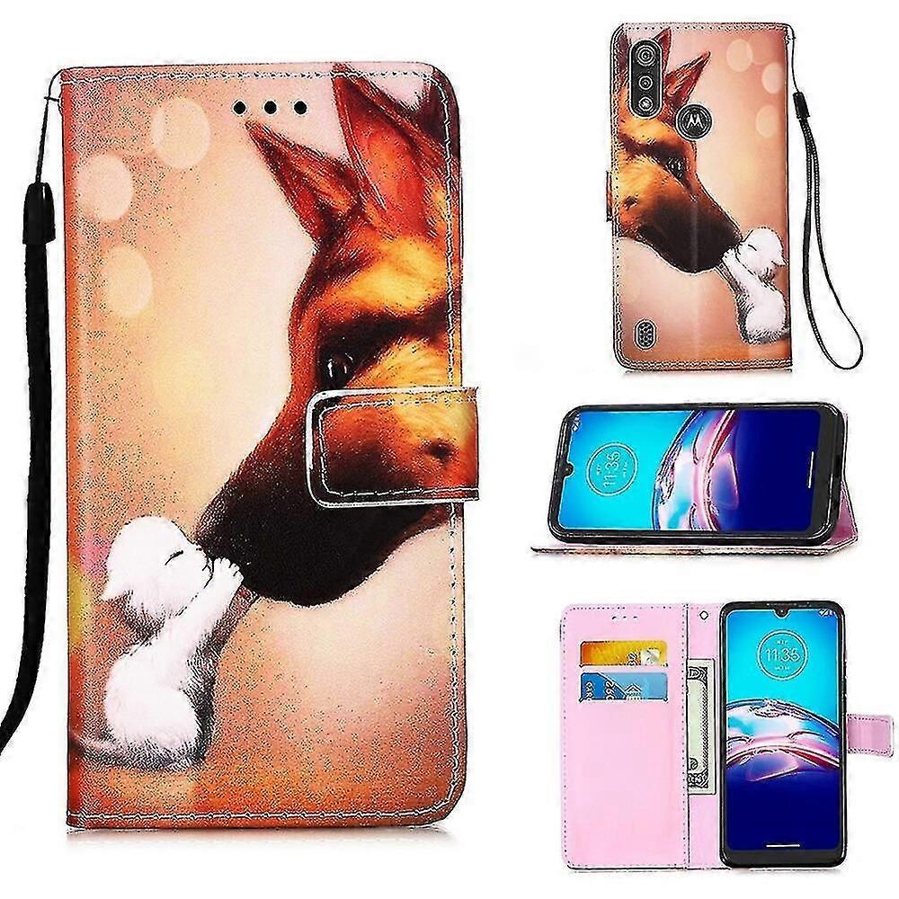 متوافق مع موتورولا موتو E6s 2020 حالة الجلود الوجه غطاء المحفظة مع بطاقة فتحة حامل Kickstand نمط - قبلة الصيد