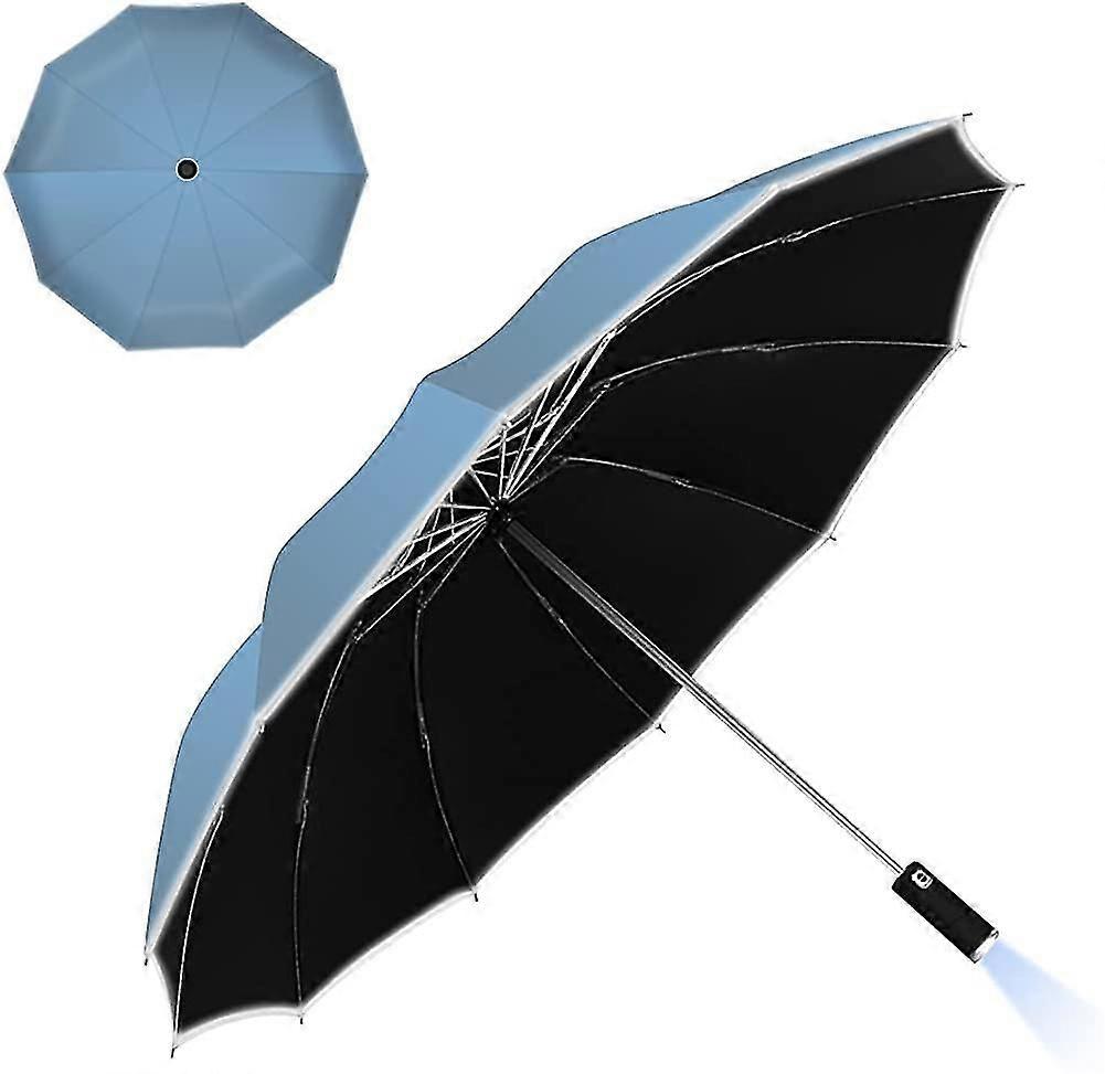 Winddichter Faltschirm mit LED-Licht umgekehrter Regenschirm