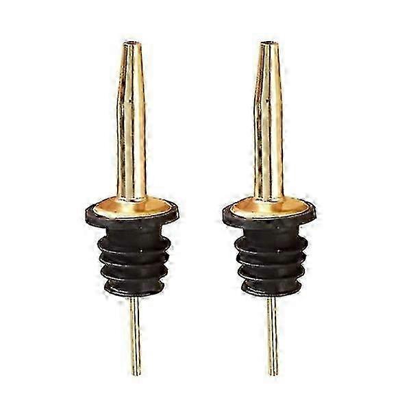 2-Pack Gold Bottle Pouring Spout with Drip-Free Cap & Precise Dosing Spout
