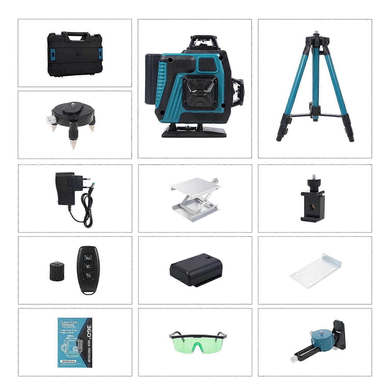 Multifunctional 4D 16 Lines Laser Level 3° Self-leveling Machine USB Rechargeable Lithium Battery Le