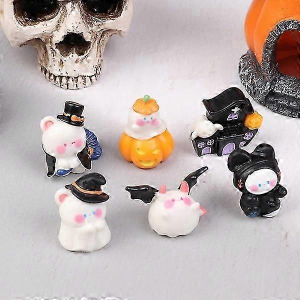 6 pcs Halloween Micro Landscape Miniature Figures Resin Figures