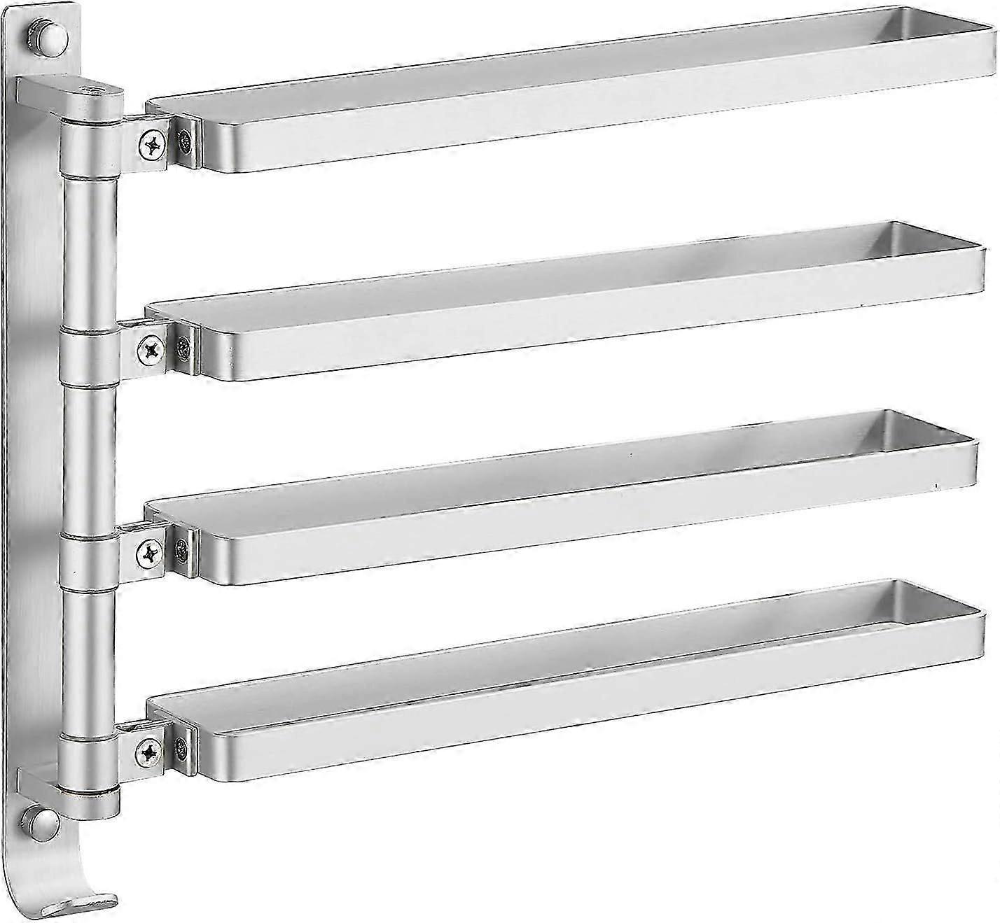Towel Rack Bathroom Wall Mounted Towel Rack Towel Rack with 4 180 Rotating Bars Dry and Wet Separation for Shower and Kitchen (Silver)
