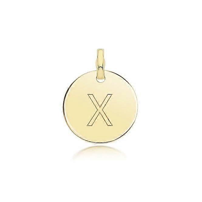 9ct Yellow Gold Round Plain Initial Pendant PN1280/X