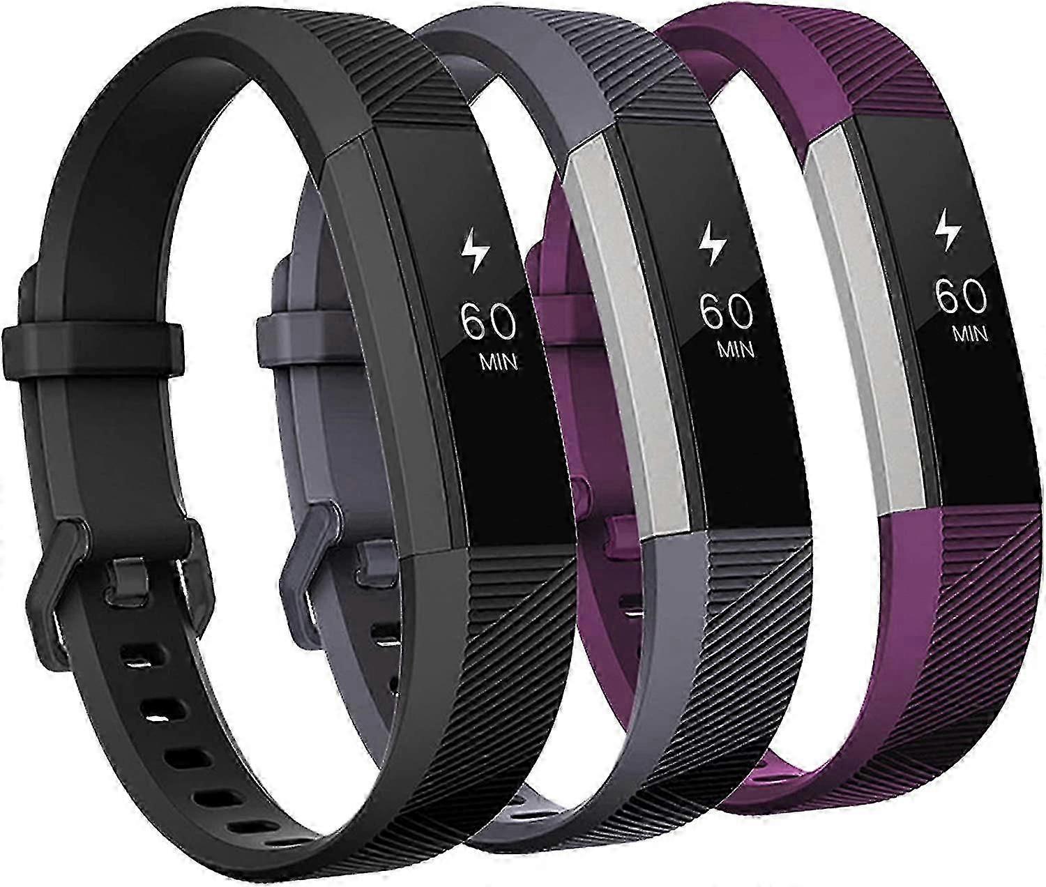Bandas compatíveis com Fitbit Alta e Fitbit Alta Hr, 3 pack pulseiras de silicone macio para bandas de rh Fitbit Alta com fivela de metal seguro para mulheres masculinas