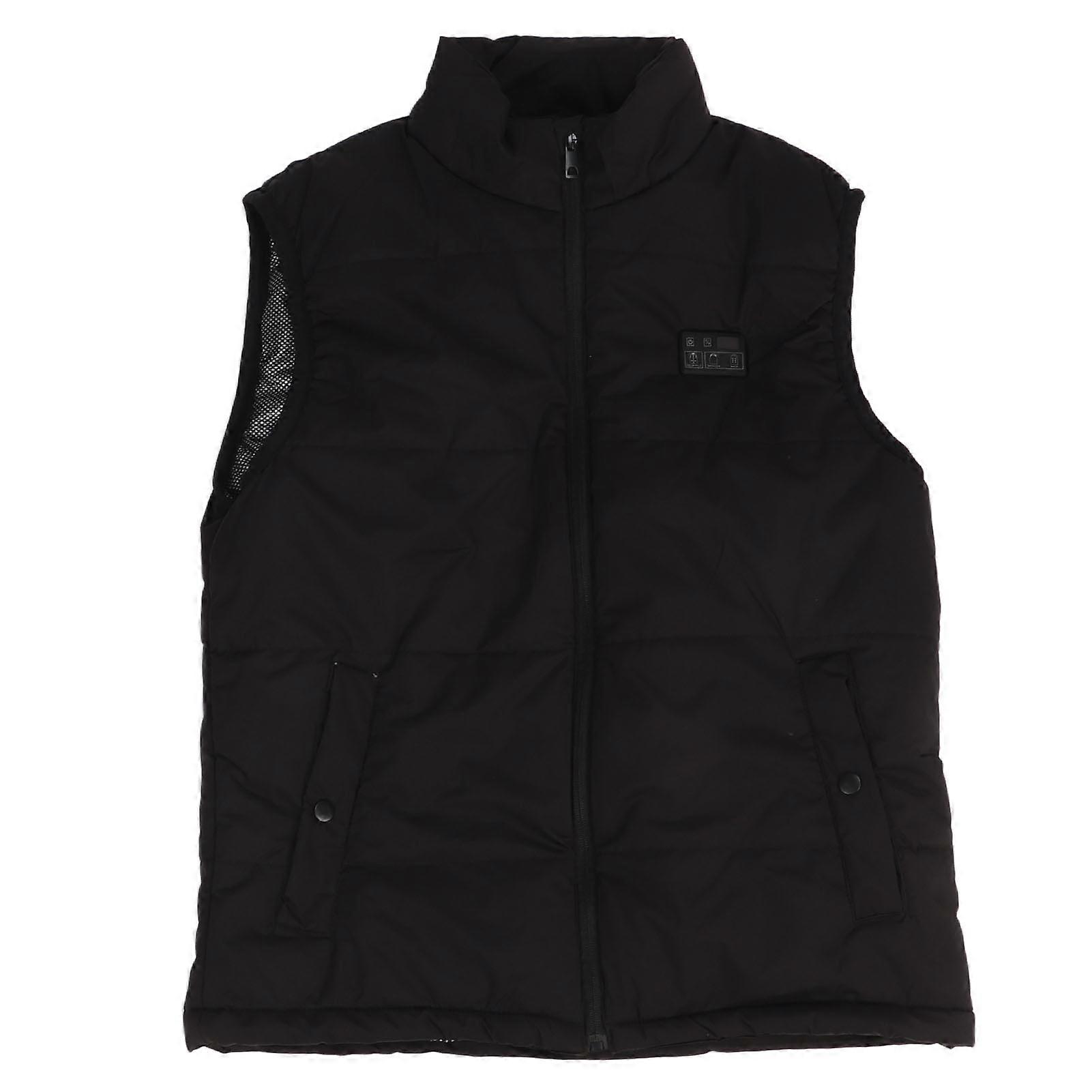 15 Zones Heating Heated Vest with Temperature Display Switch Electric Heating Jacket for Winter Black 3XL