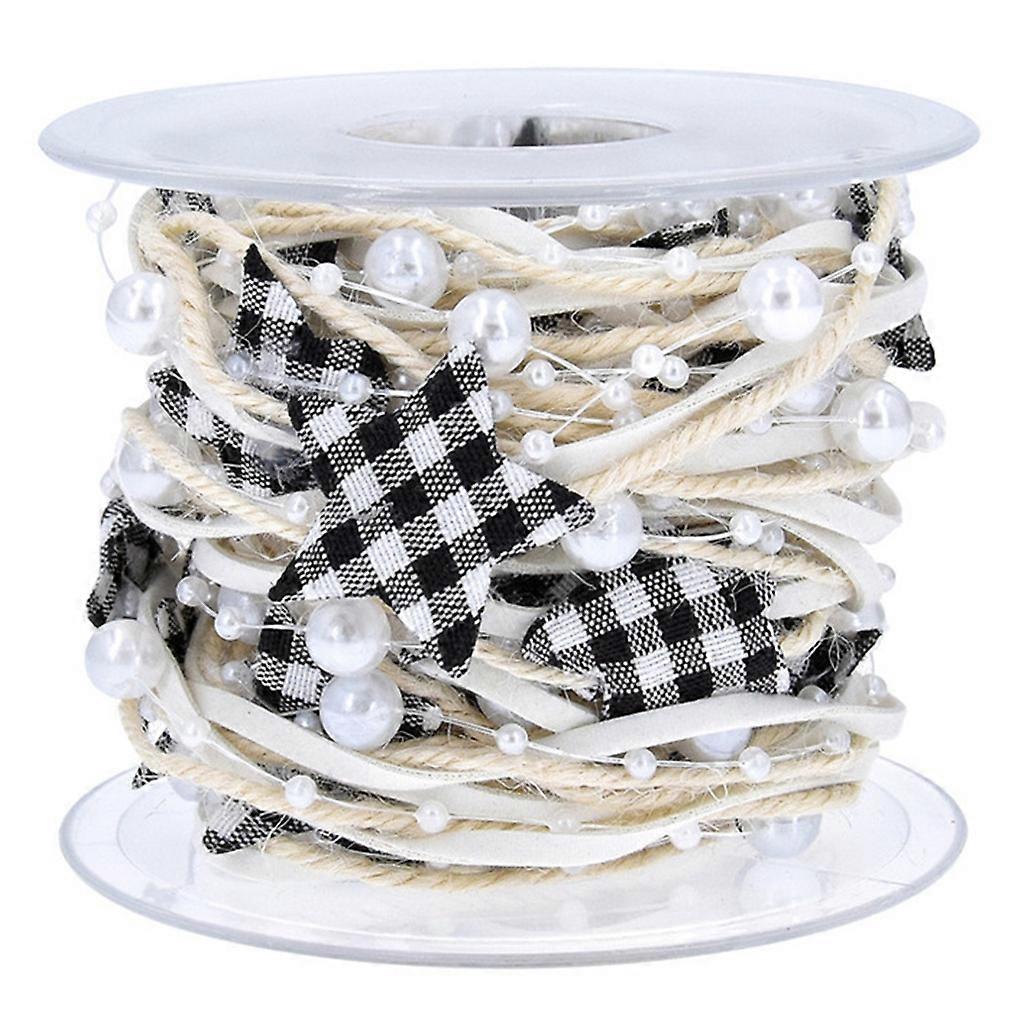 String Star Trim Ribbon Hallow String Ribbon Star Trim Ribbon Star Trim Ribbon Bead Ribbon Trim String Chain Black and white