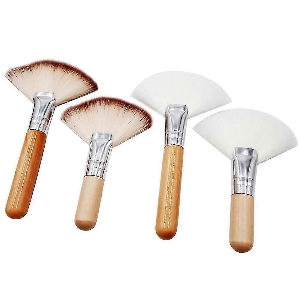 4 Pcs Fluffy Short-Handle Fan Makeup Brushes for Women's Facials