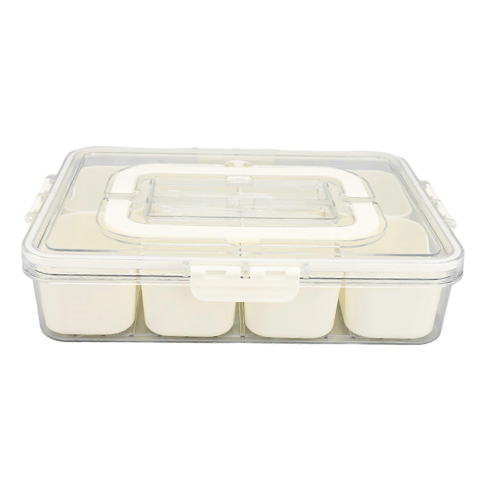 Portable Snackle Box Container 8 Compartment Clear Snack Platters Divided Serving Tray with Lid and Handle for Candy Veggie Fruit Nuts 