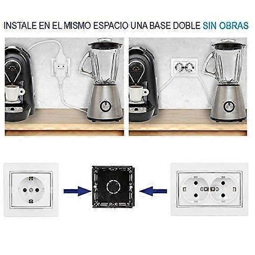Double Socket Base - ERP - ERP60/2U - 250 V - 16 A - Black and Pearl