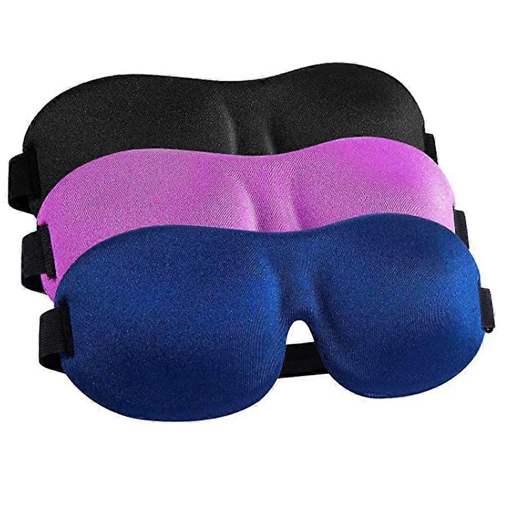 3D Contoured Sleep Eye Mask - 100% Light Blocking Travel and Meditation Sleep Mask for Men and Women, Soft Comfortable Fabric in Black, Blue, Purple
