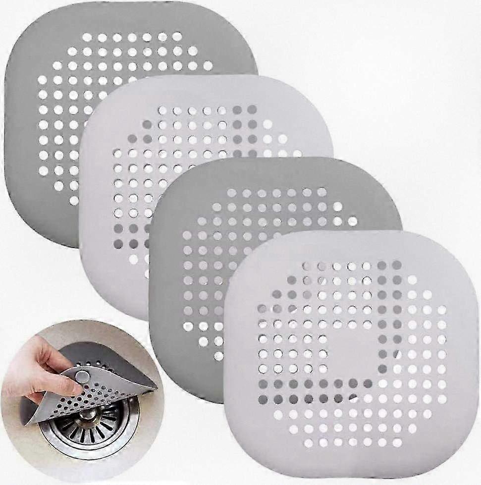 4-Piece Silicone Drain Strainers with Suction Cups, Simple Installation and Maintenance for Showers & Sinks