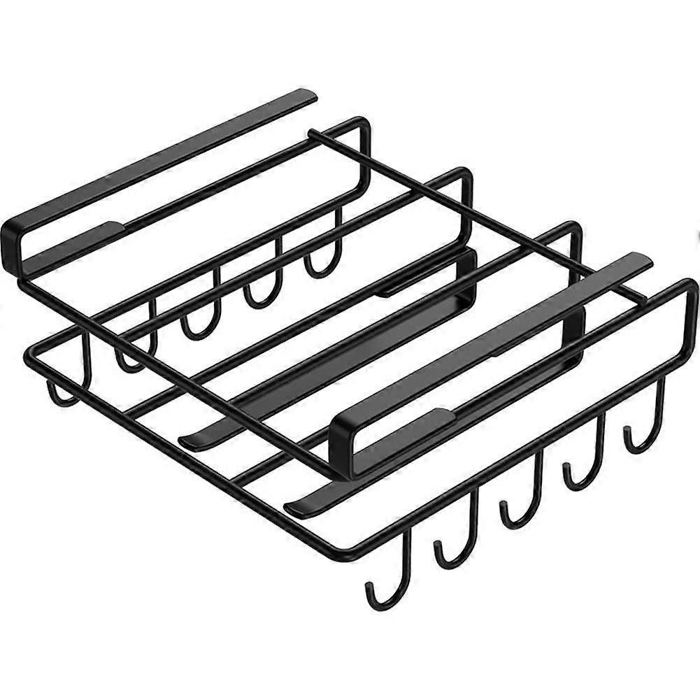 Kitchen Utensil Rack Under Cabinet Storage Rack for Cookware with 10 Hooks Durable Steel Organizer for Kitchen Space Saving
