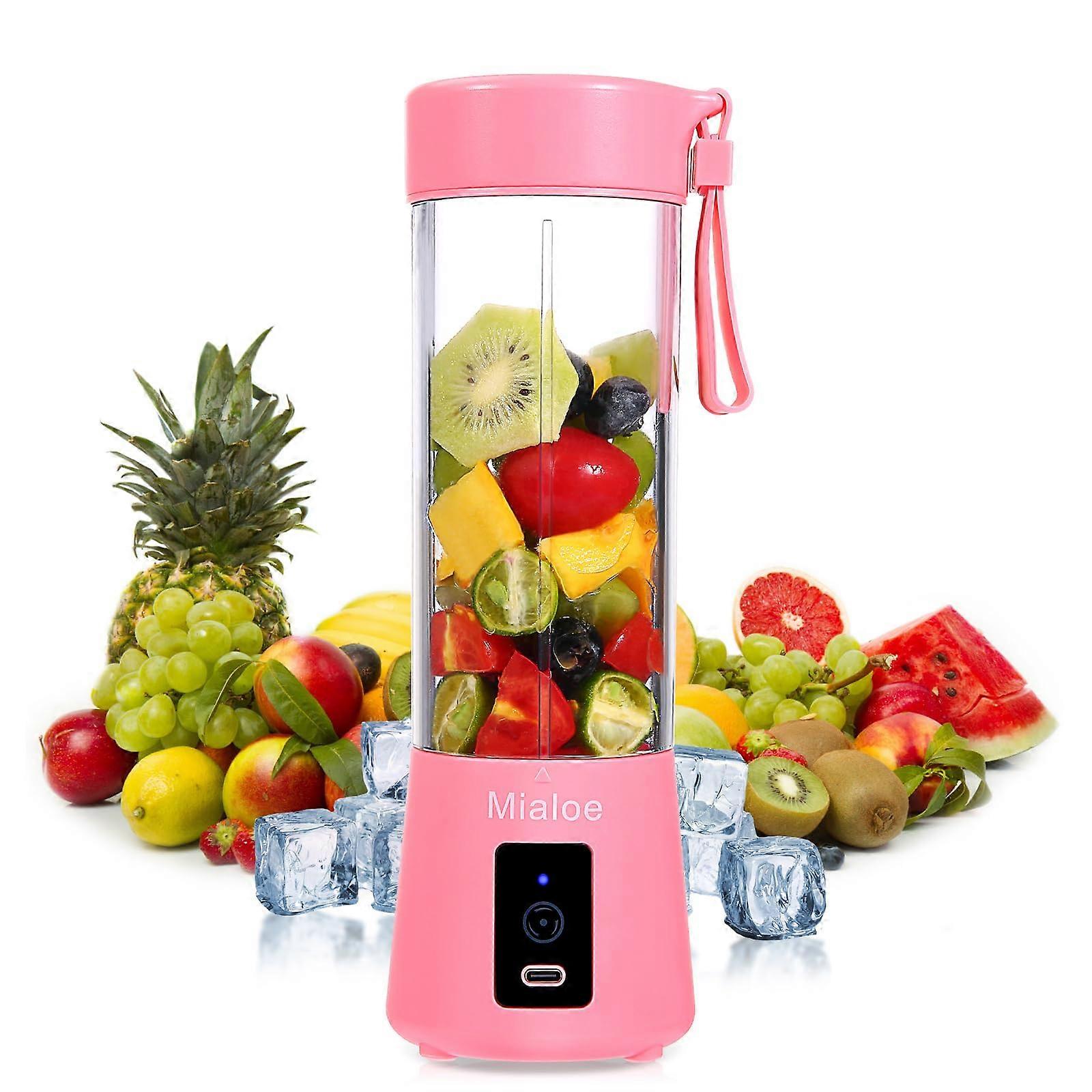 Blender Personal Size Electric USB Juicer Cup 14 oz Portable Smoothie Maker with Magnetic Secure Switch for Fruit Mixing