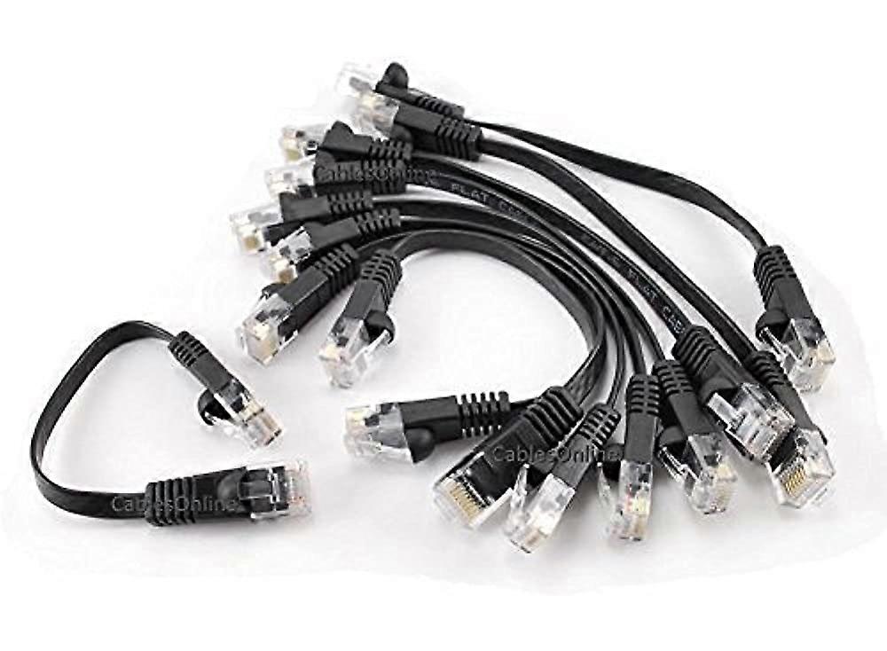CablesOnline, 10-Pack 6-inch CAT6 Network UTP Ethernet RJ45 Flat-Design Patch Black Cable, (U6-000FK-10)