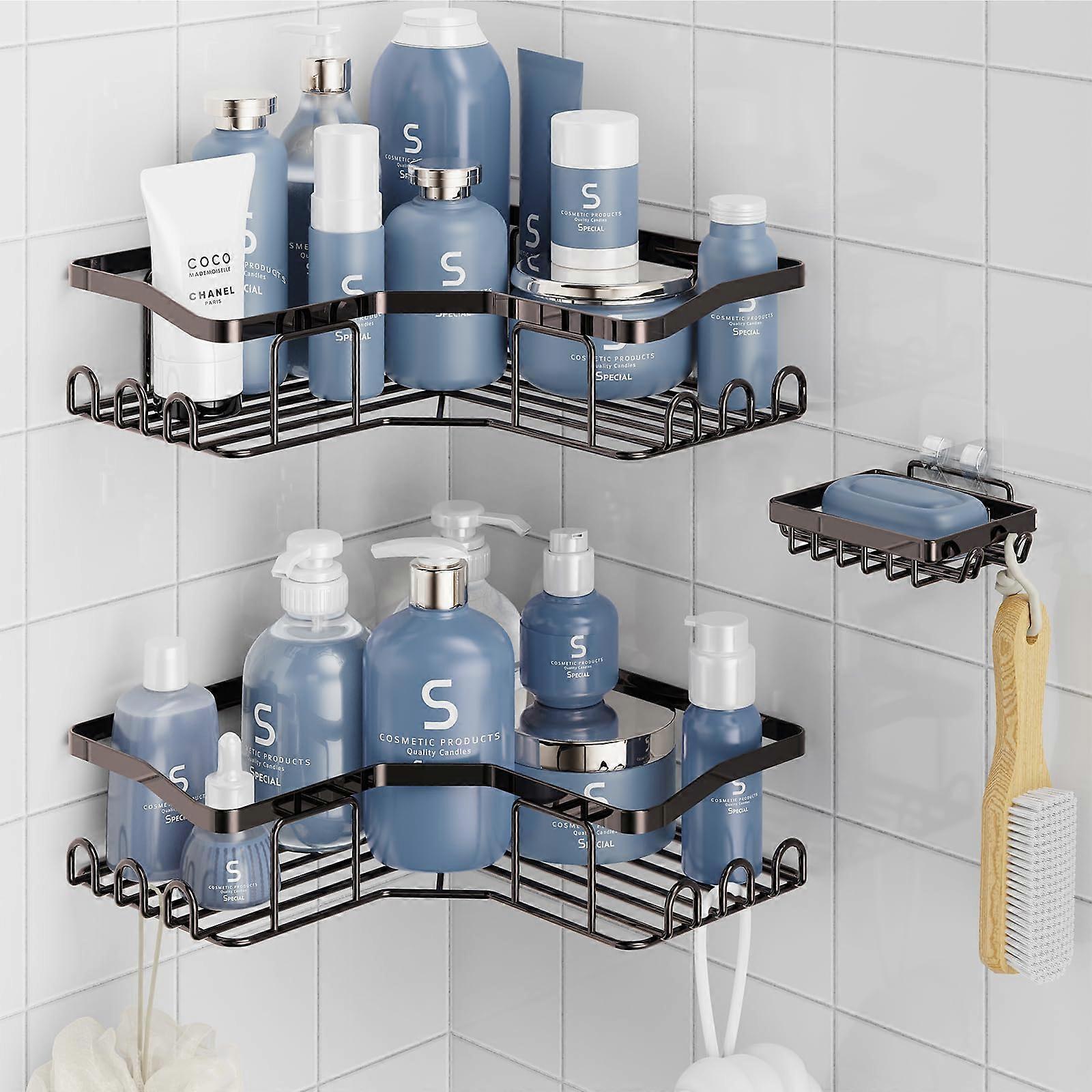 Corner Shower Caddy 3 Pack, Large Capacity Adhesive Bathroom Organizer, No Drilling, Waterproof Storage Solution