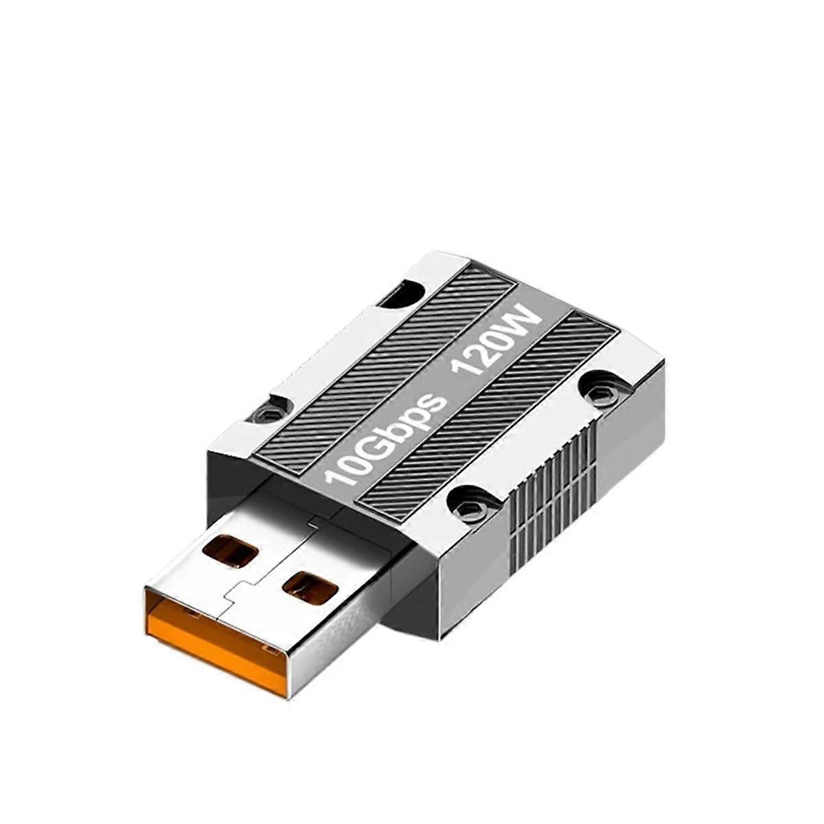 Type-C Female to USB 3.0 Male Adapter 120W Fast Charging Zinc Alloy OTG Connector 10Gbps Data Transfer