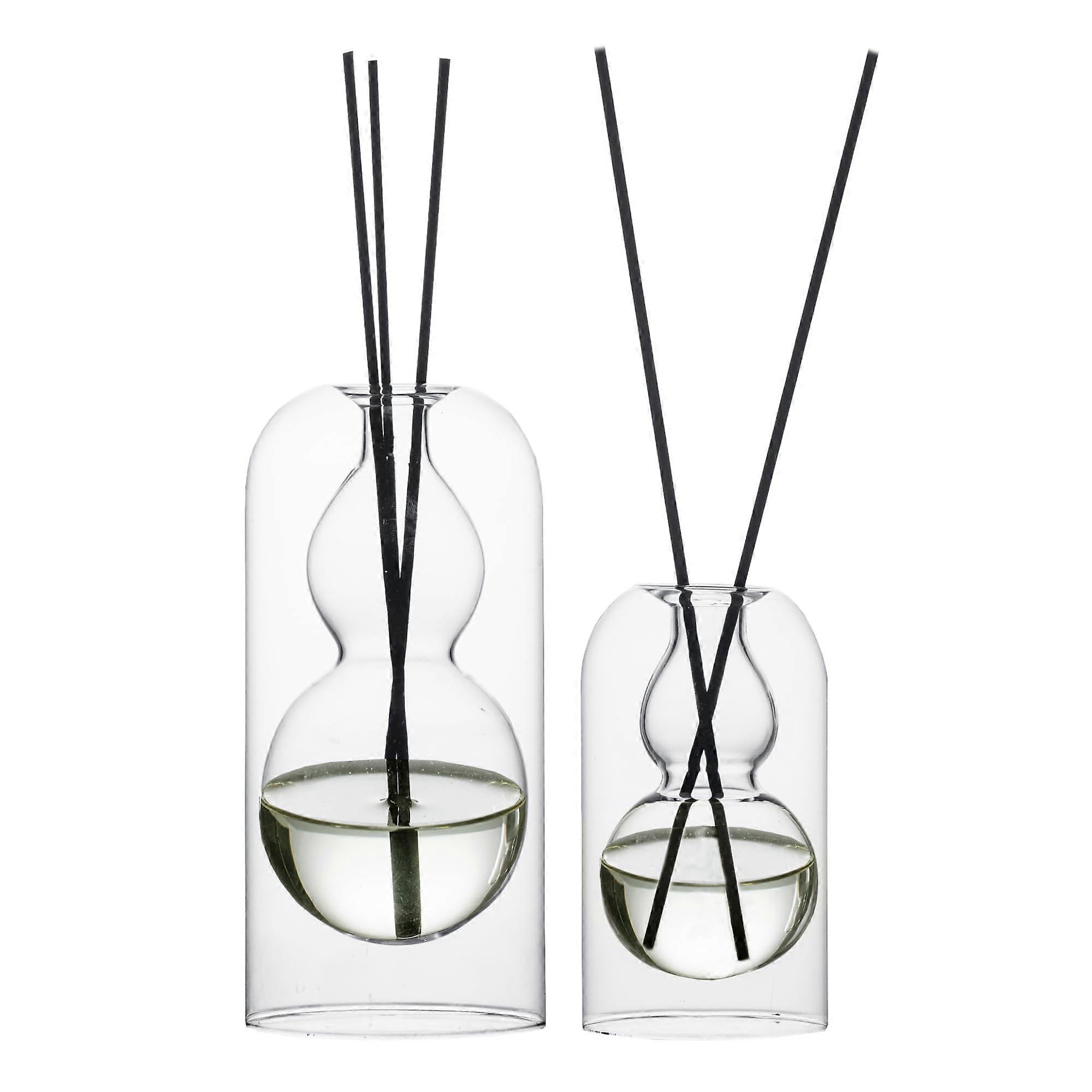 Empty Glass Fragrance Reed Diffuser Bottles For Essential Oil Includes 16 Black Reed Sticks Minimalist 2-Piece Set