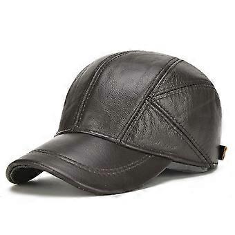 Herren Winter Warme Baseballkappe Leder Verstellbarer Hut mit Ohrenklappen
