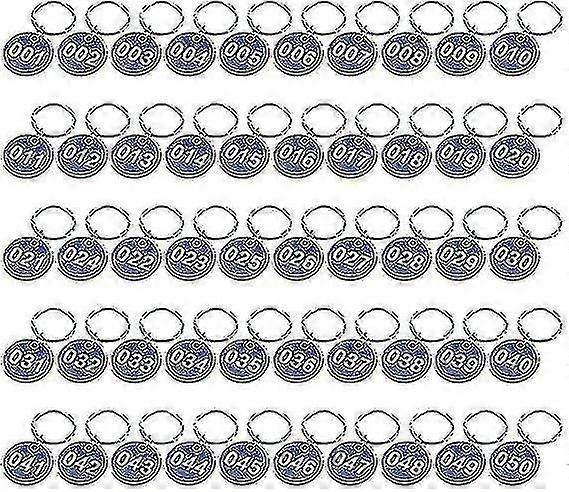 1-50 Numbers Key Chain Numbers Tags Locker Gym Key Rings Engraved Number With Key Rings Key Ring Aluminum Numbers Tag