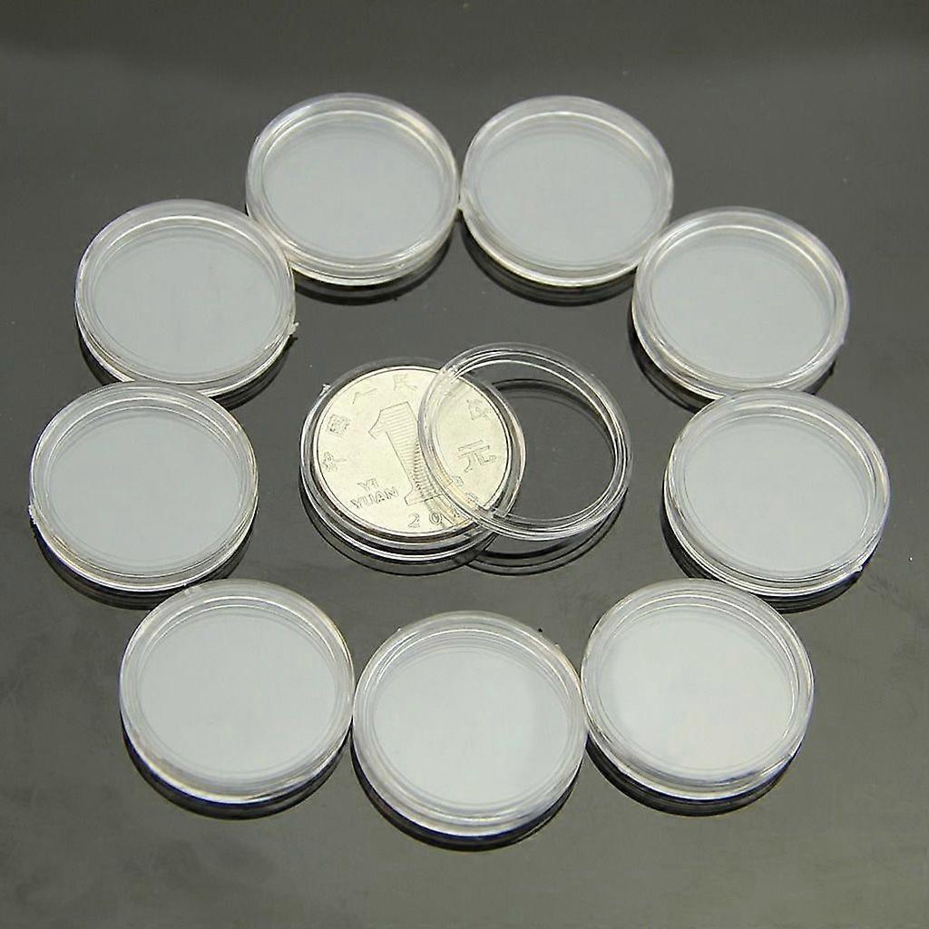 10pcs 25mm Applied Clear Round Cases Coin Storage Capsules Holder Round Plastic