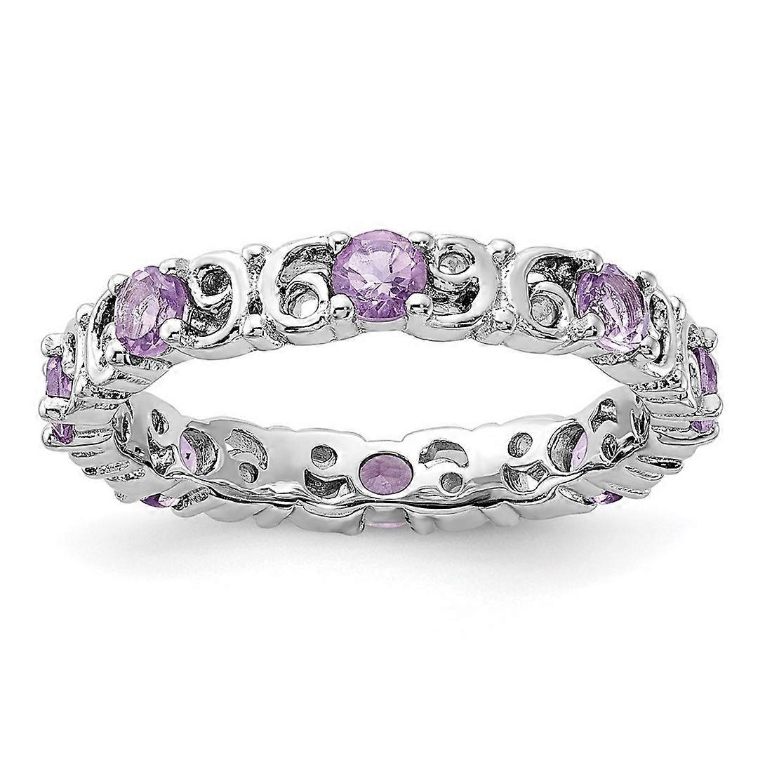 925 Sterling Silver Stackable Amethyst Ring Stackable Ring for Women - Ring Size: 5 to 10