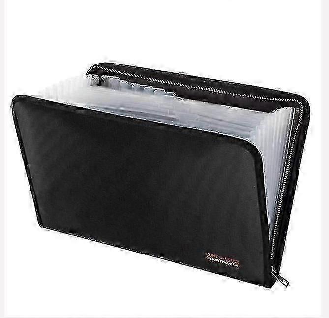 Fireproof Waterproof File Folder Money Document Bag With 12 Pockets Zipper Closure A