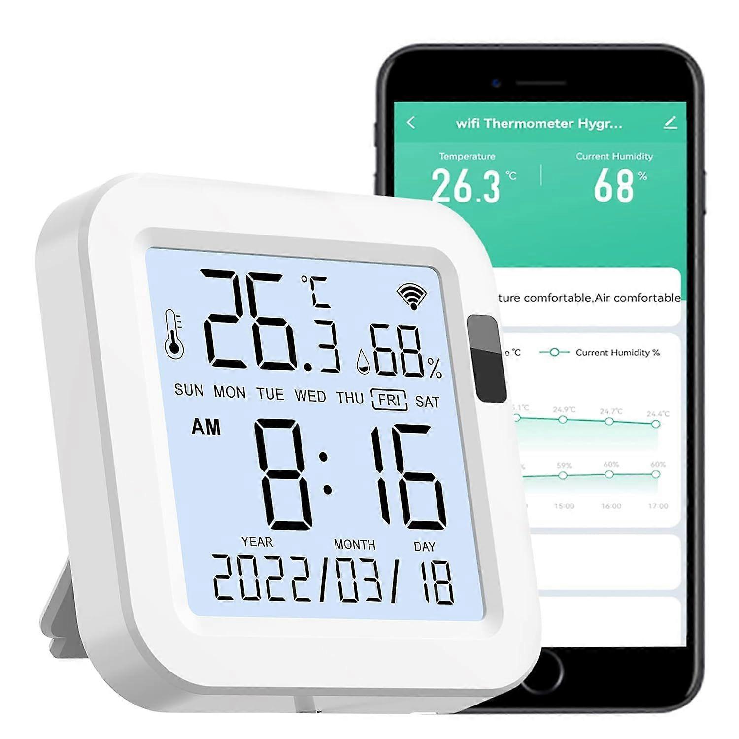 2025 Latest Model  Smart WiFi Temperature Humidity Monitor: Tuya Wireless