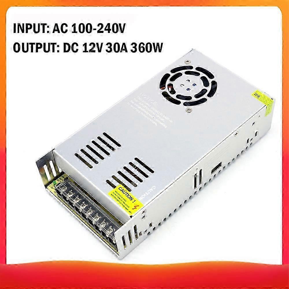 AC 100-240V to DC 12V 30A 360W Voltage Transformer Regulated Switching Power-Supplys Adapter Converter for Strips Light Camera Computer Project Radio